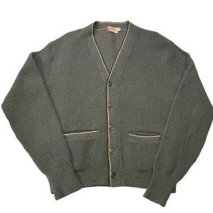 Vintage Revere Sweater Mens Med Cardigan Knit Wool Blend Grandpa Curt Cobain